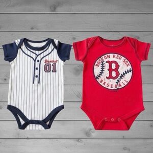 Boston Red Sox Baby Bodysuit + Navy Pinstripe Baseball Onesie